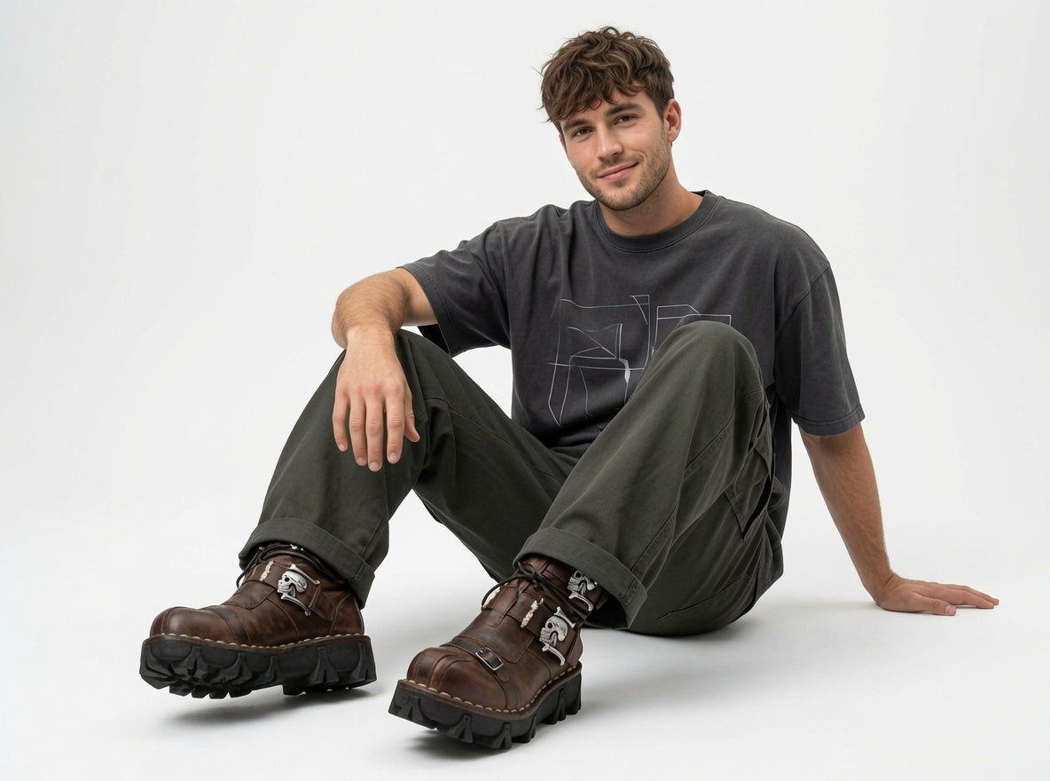 Men's Cowhide Genuine Leather Work Boots