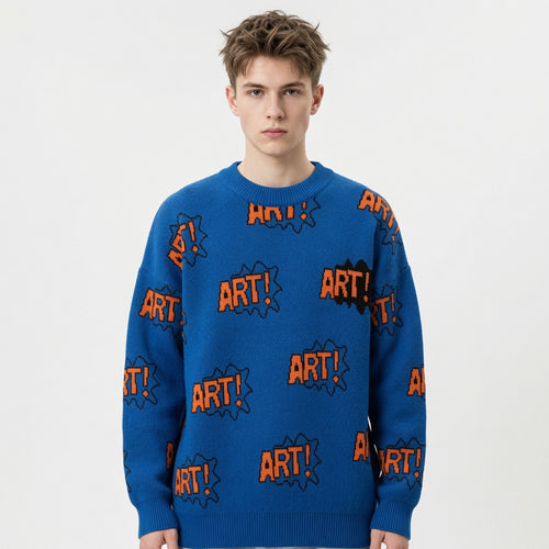 Boys Casual Loose Letter Sweater Sweater