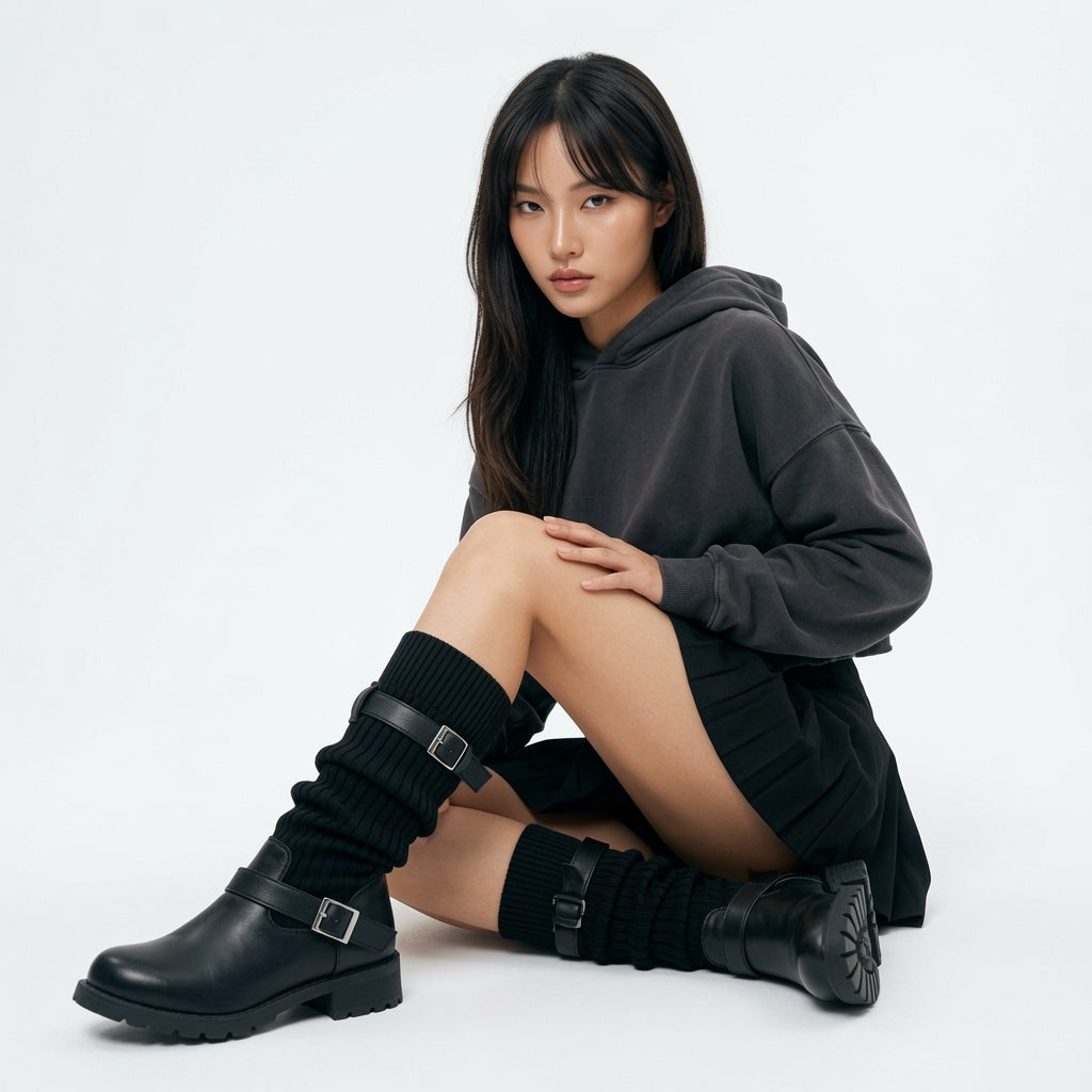 Medium tube wool boots