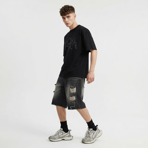 American Street Hip Hop Ripped Denim Shorts
