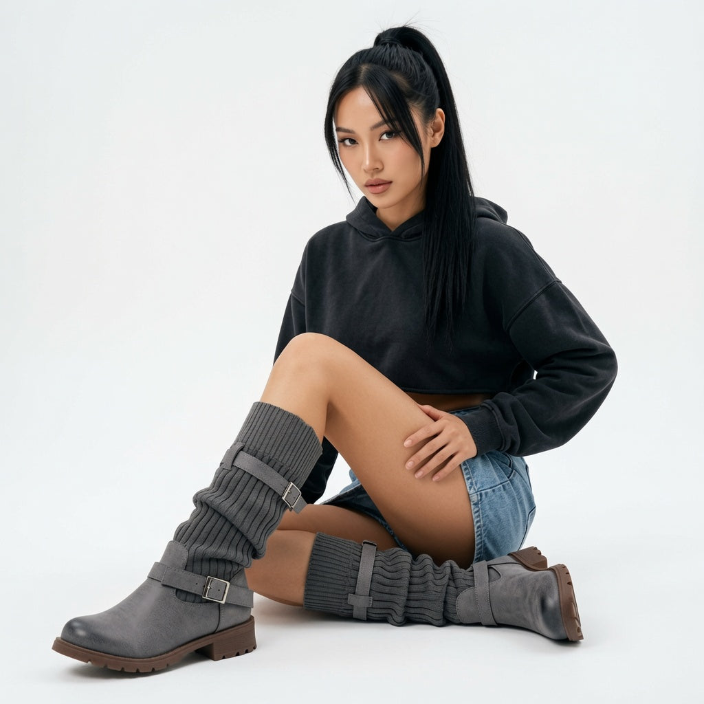 Medium tube wool boots