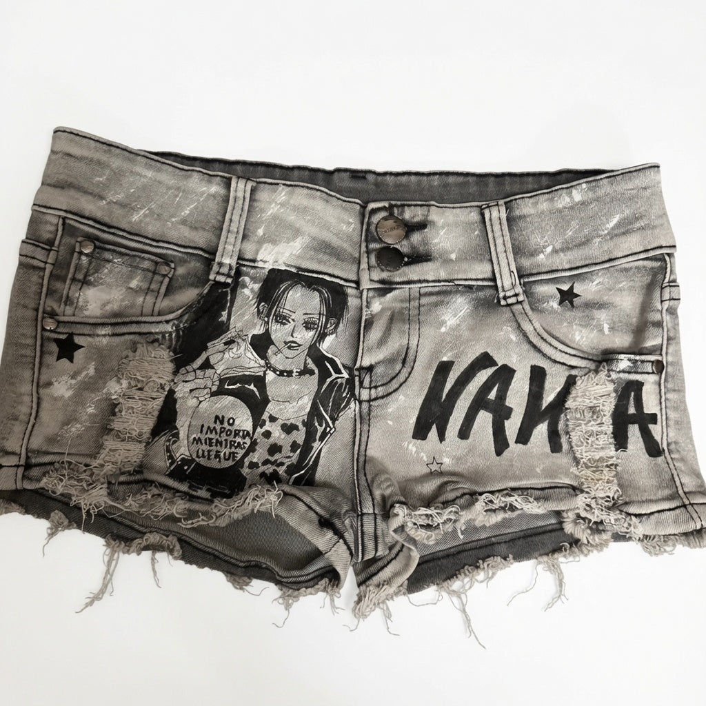 American Hot Girl Retro Low Waist Denim Shorts Women