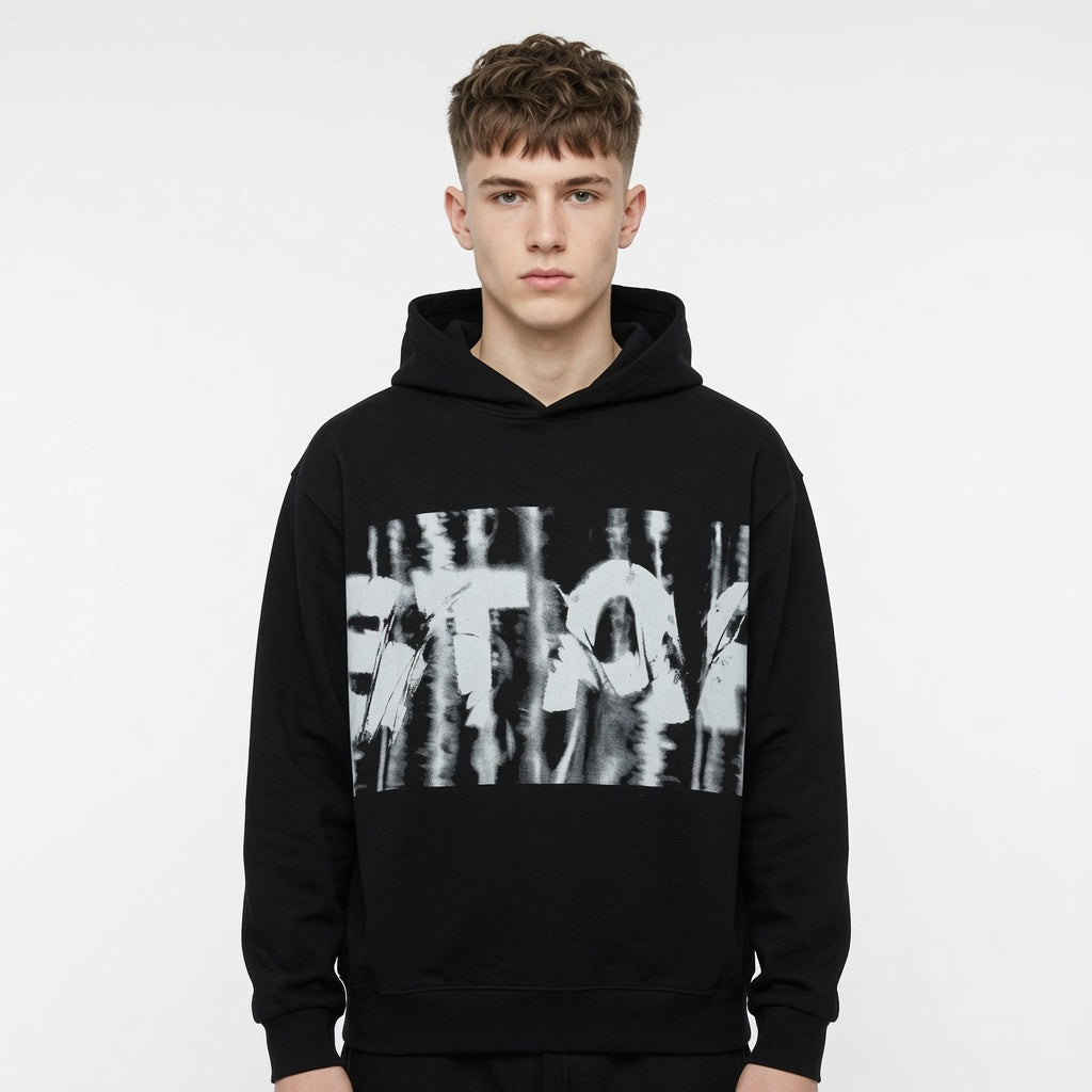 Printed Hooded Long Sleeve T-shirt Men