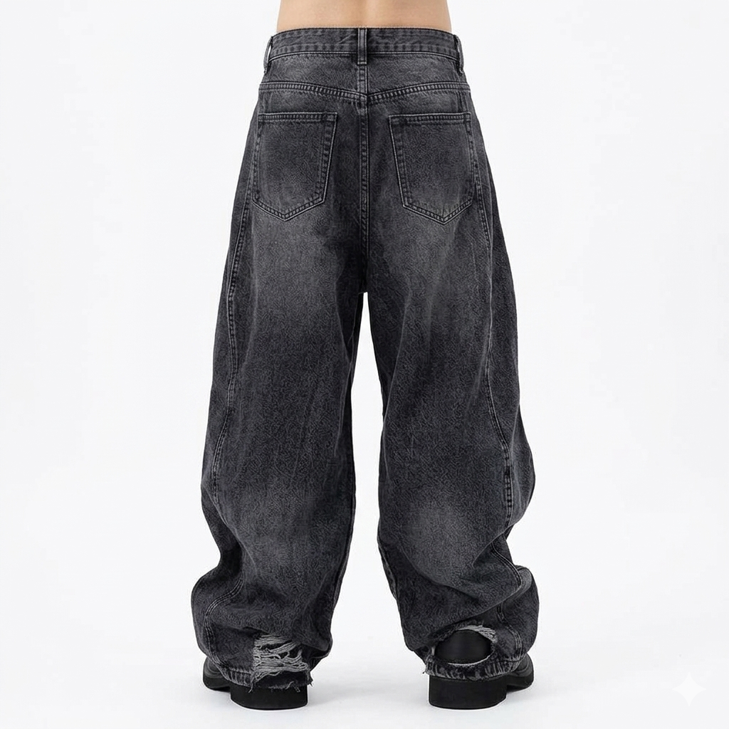 Irregular Stitching Ripped Cool Jeans