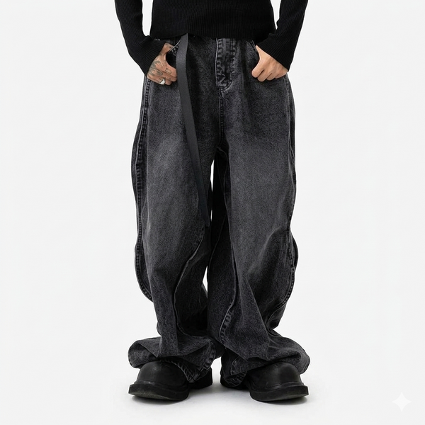 Irregular Stitching Ripped Cool Jeans