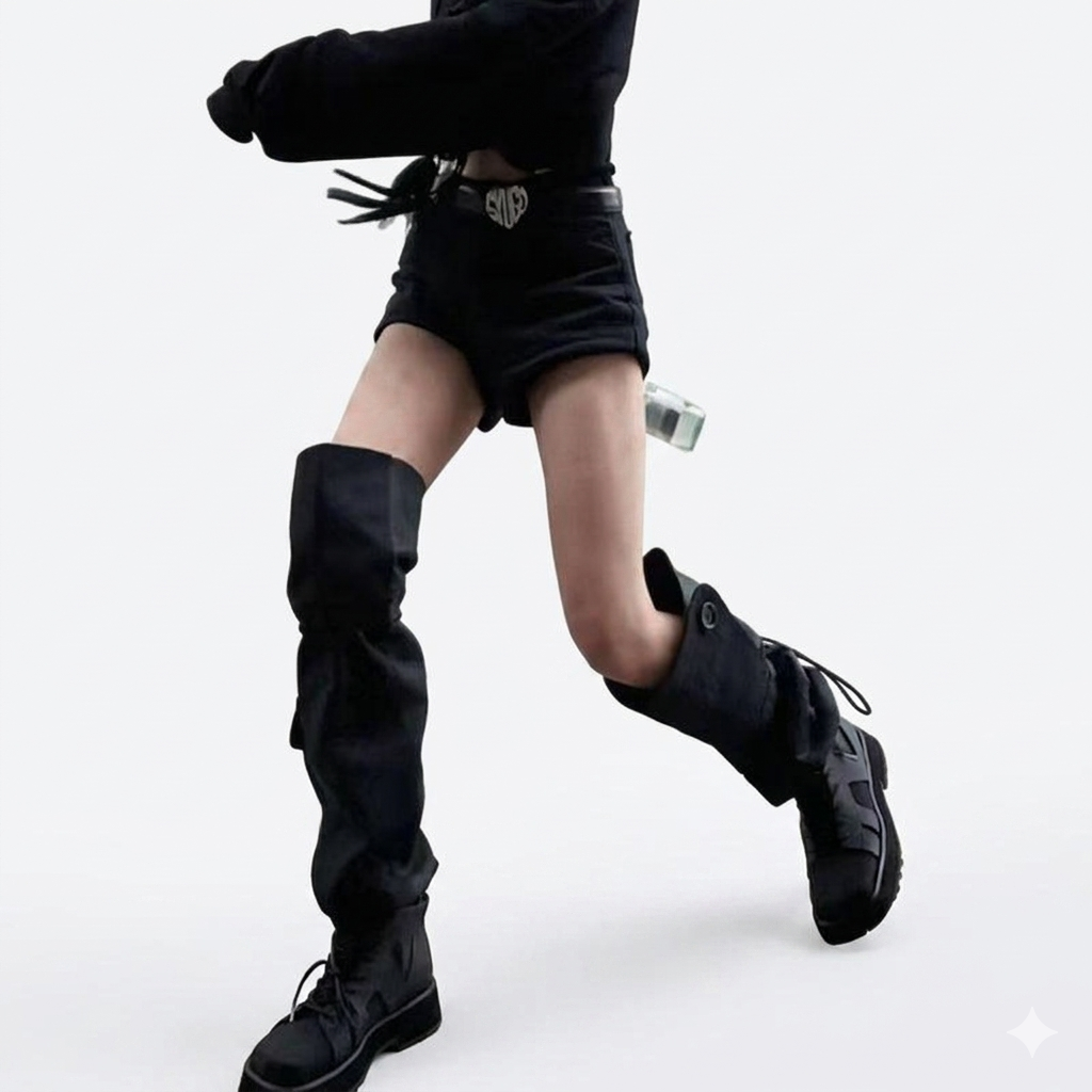 Pile Style Boots Black Boots High