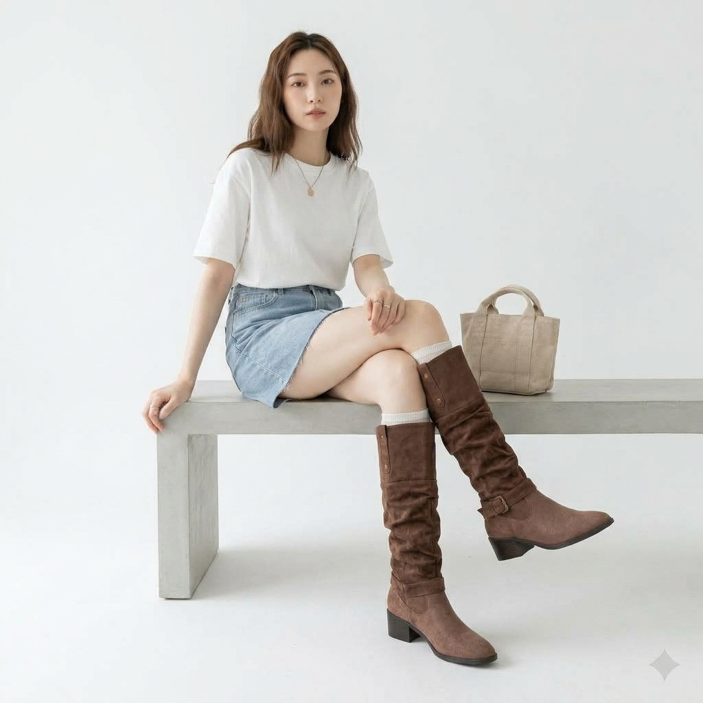 Chunky Heel Wrinkled Stacked Ankle Martin Boots