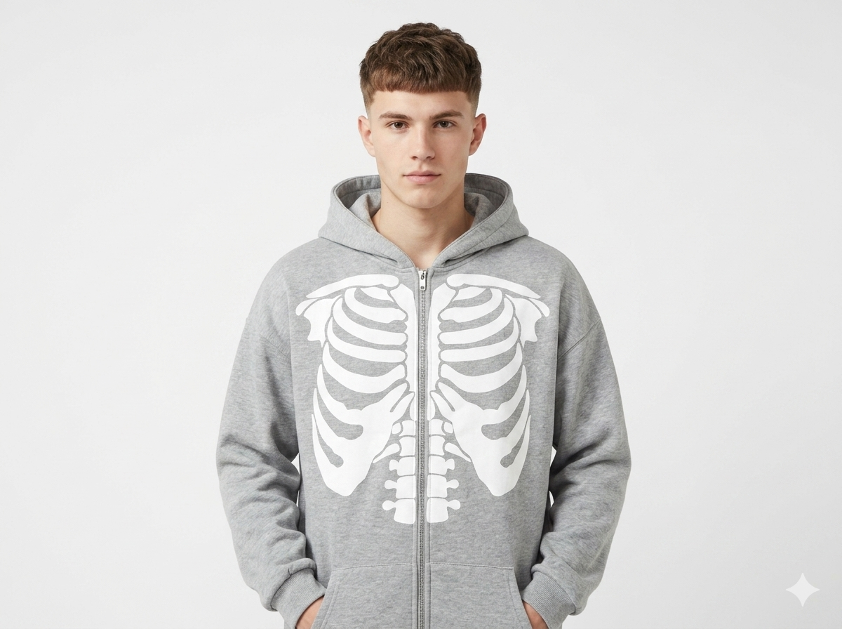 High Street Skeleton Hoodie Skeleton Hoodie Spring And Autumn Fleece