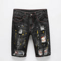 European And American Street Trend Distressed Patch Denim Shorts